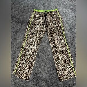 Betsey Johnson Silky Leopard Print Pajamas Bottoms with Neon Accents